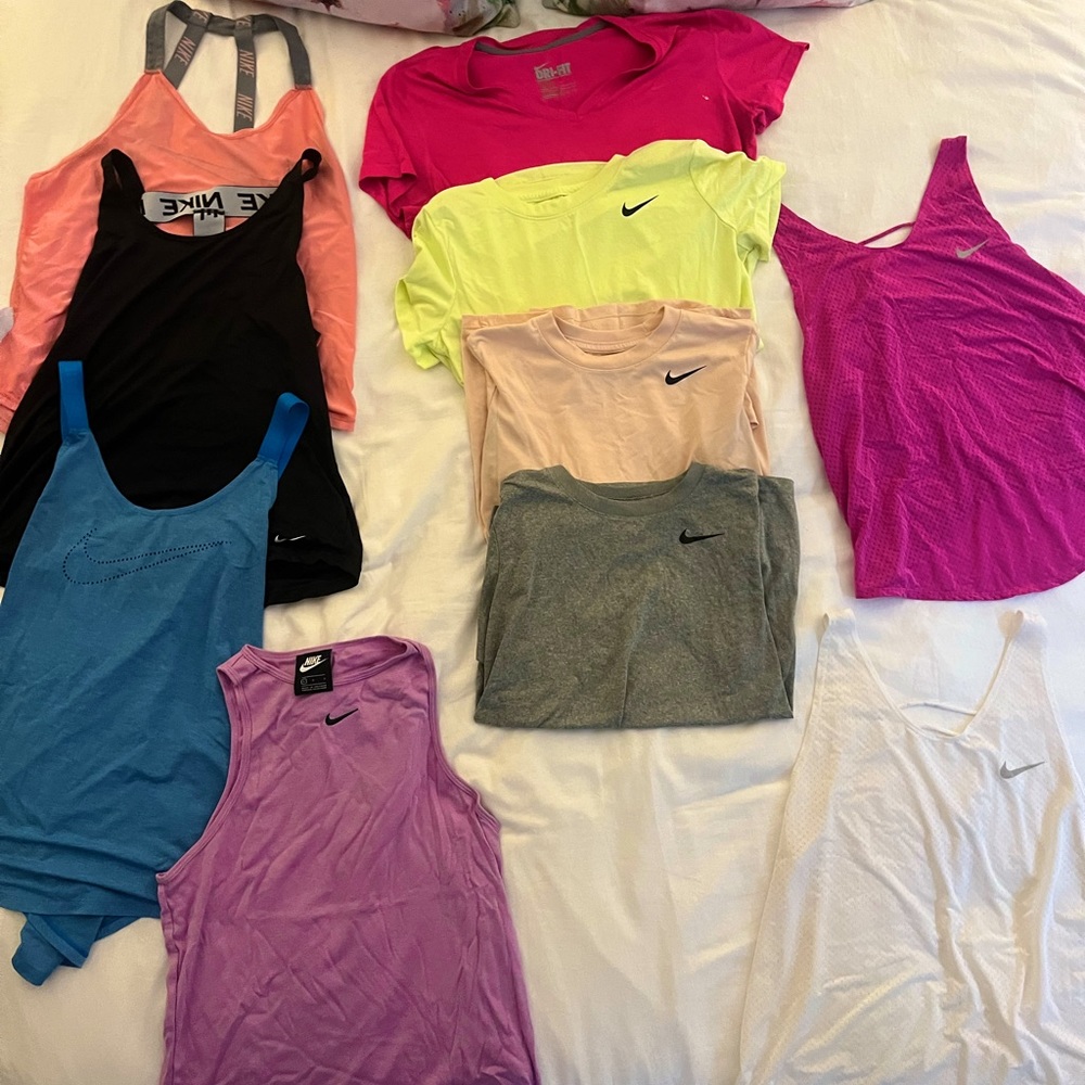 Various Nike tank tops and Dry fit shirts size medium and size large